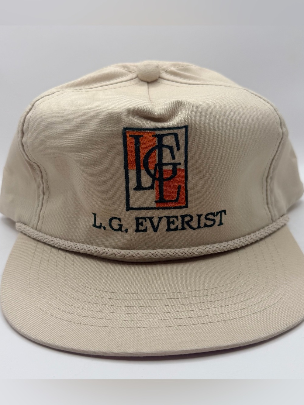 Vintage LG Everist Rope Hat Flat Bill SnapBack Corporate Promo Retro Gorpcore